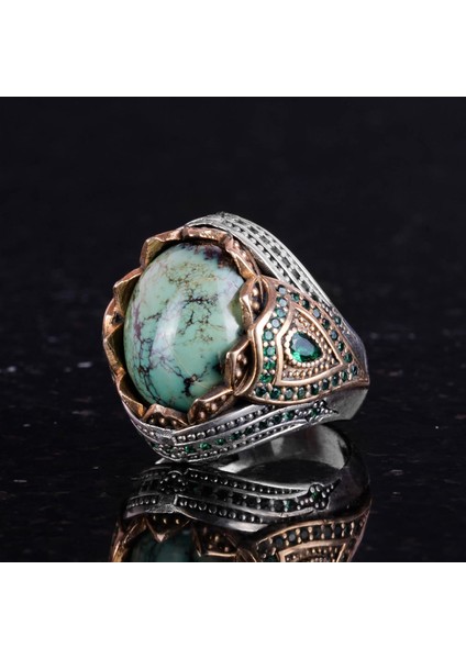 Doğal Arizona Turkuaz Taş Yüzük, Sultan Yüzük, Sterlin Gümüş Yüzük indirimleri