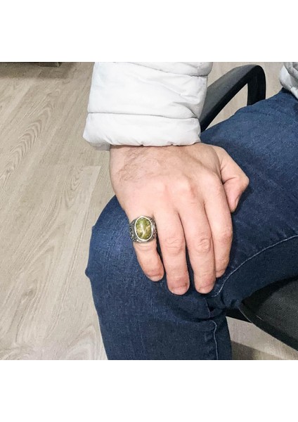 Unakite Taş Yüzük - 925 Ayar Saf Gümüş Erkek Yüzük modelleri