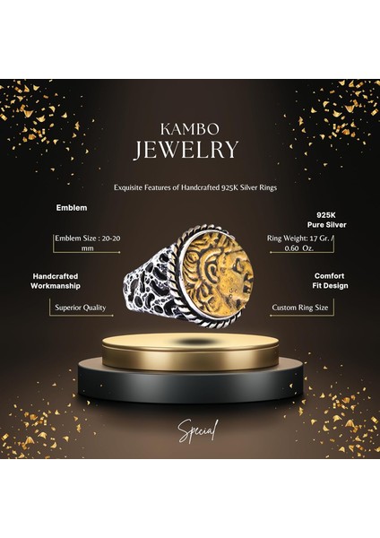 Erkekler Için Sterlin Gümüş Yüzük - Antik Madeni Para Tasarımı ile Yunan Tanrısı Motifi fiyatları