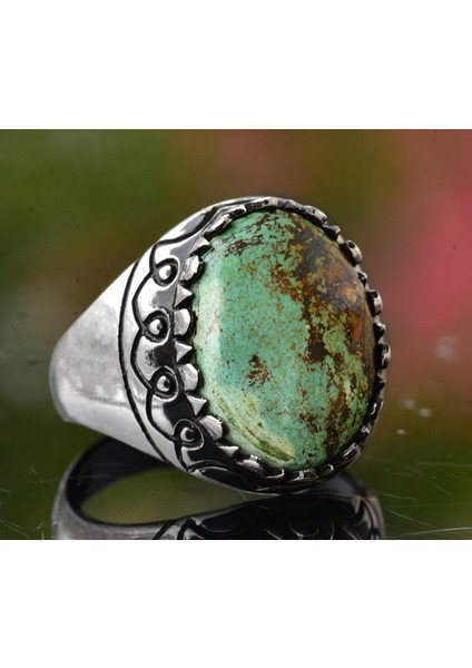 Arizona Yeşil Turkuaz Taşı Yüzük, 925 Ayar Gümüş Yüzük Erkekler Için modelleri
