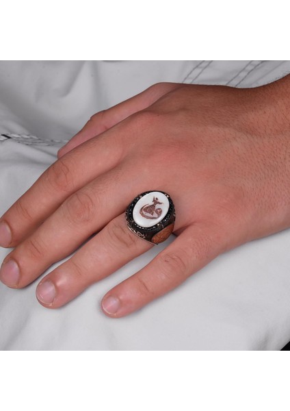 Desenli El Yapımı Yüzük - 925 Ayar Gümüş Erkek Yüzüğü - David Yıldızı Takısı (Vav ve Semazen) modelleri