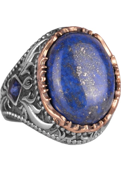 Doğal Taş Yüzük - 925 Ayar Gümüş El Yapımı Yüzük (Lapis Lazuli)