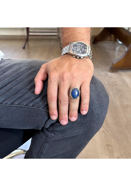 Doğal Taş Yüzük - 925 Ayar Gümüş El Yapımı Yüzük (Lapis Lazuli) modelleri