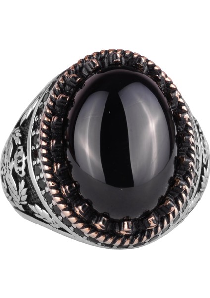 Doğal Taş Yüzük - El Yapımı Kartal Yüzüğü - 925 Ayar Gümüş Yüzük (Oniks)