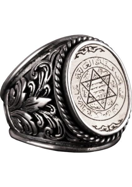 Kral Süleyman Mühürü Gümüş Yüzük, 925 Ayar Gümüş Yüzük Erkekler Için, Davut Yıldızı Gümüş Yüzük