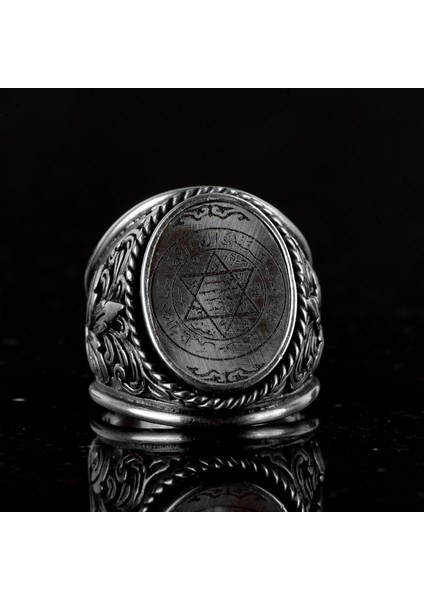 Kral Süleyman Mühürü Gümüş Yüzük, 925 Ayar Gümüş Yüzük Erkekler Için, Davut Yıldızı Gümüş Yüzük modelleri