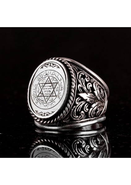 Kral Süleyman Mühürü Gümüş Yüzük, 925 Ayar Gümüş Yüzük Erkekler Için, Davut Yıldızı Gümüş Yüzük indirimleri