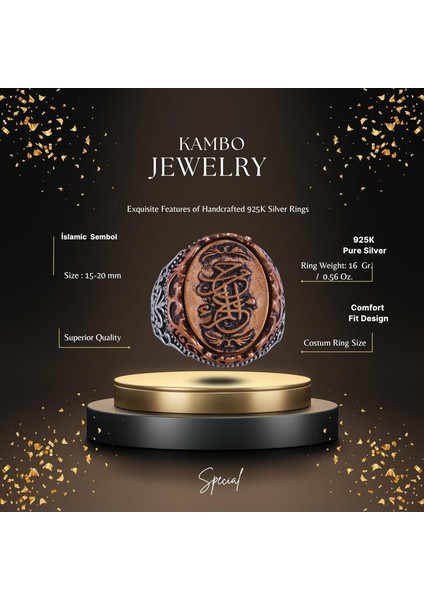 El Yapımı Dini Takı Erkekler Için, 925 Ayar Gümüş Yüzük, Sembol Yüzük (Model-4) fiyatları