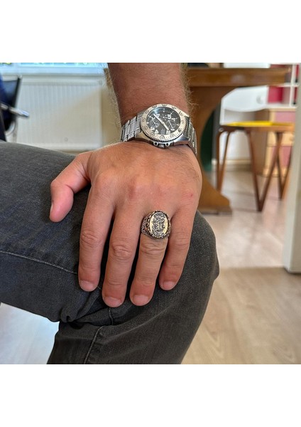 El Yapımı Dini Takı Erkekler Için, 925 Ayar Gümüş Yüzük, Sembol Yüzük (Model-4) modelleri