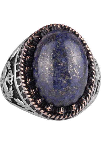 Doğal Taş Yüzük - El Yapımı Kartal Yüzüğü - 925 Ayar Gümüş Yüzük (Lapis Lazuli)
