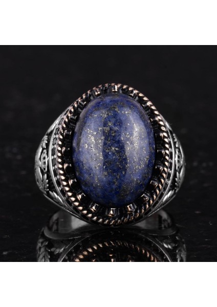 Doğal Taş Yüzük - El Yapımı Kartal Yüzüğü - 925 Ayar Gümüş Yüzük (Lapis Lazuli) fırsatları