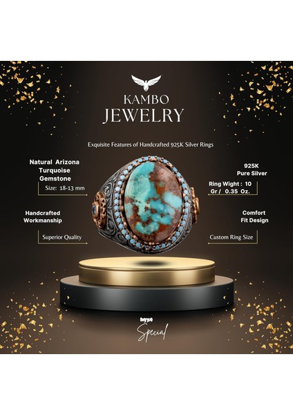 El Yapımı Doğal Arizona Turkuaz Taş Yüzük, 925 Ayar Gümüş Yüzük, Sultan Yüzüğü fiyatları