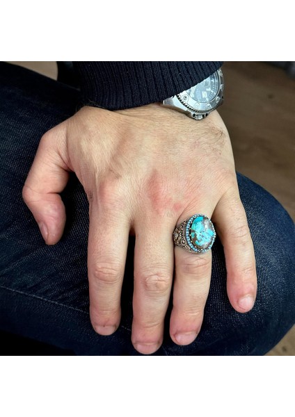 El Yapımı Doğal Arizona Turkuaz Taş Yüzük, 925 Ayar Gümüş Yüzük, Sultan Yüzüğü modelleri