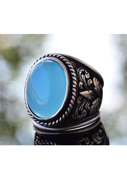 Erkekler Için Şık Doğal Kalsedon Taş Koleksiyonu: 925 Ayar Gümüş Yüzükler modelleri