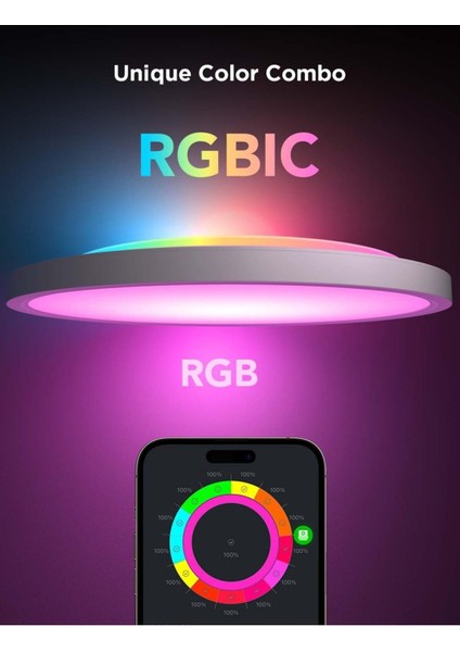 Rgbıc Smart Tavan Lambası, 24W, 16 Milyon Renk, Alexa & Google Assistant Uyumu