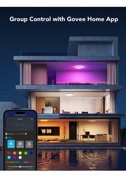 Rgbıc Smart Tavan Lambası, 24W, 16 Milyon Renk, Alexa & Google Assistant Uyumu
