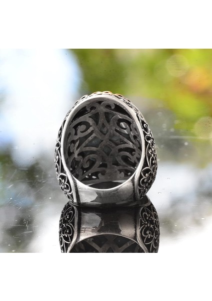 925 Ayar Gümüş Arizona Turkuaz Taşlı Erkek Yüzük - Büyük Ifadeli Taşlı Takı indirimleri