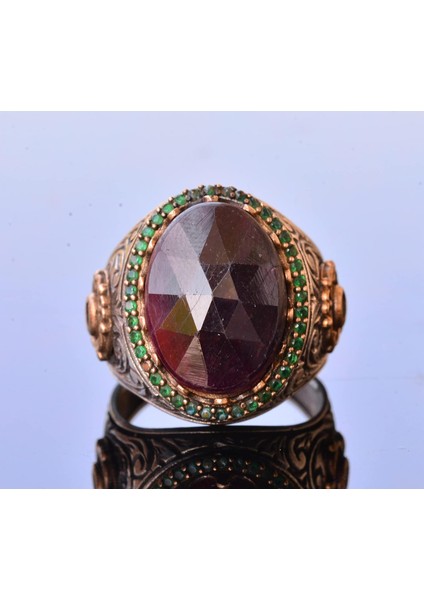 Kırmızı Safir Taşlı Yüzük, 13.70 Karat, Safir Yüzük, Kral Yüzüğü, Erkekler Için Gümüş Yüzük