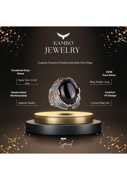 925 Ayar Gümüş Yüzük, Islami Cabochon Oniks Taşlı Erkek Yüzük fiyatları