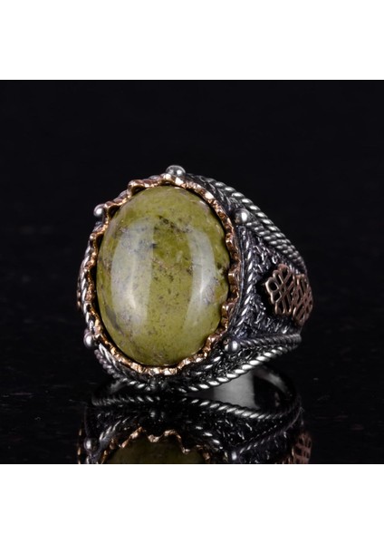 Doğal Unakite Taşı Yüzük, El Yapımı 925K Sert Gümüş Erkek Yüzük, Sanatsal Tasarım fiyatları