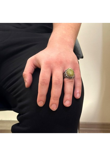 Doğal Unakite Taşı Yüzük, El Yapımı 925K Sert Gümüş Erkek Yüzük, Sanatsal Tasarım modelleri