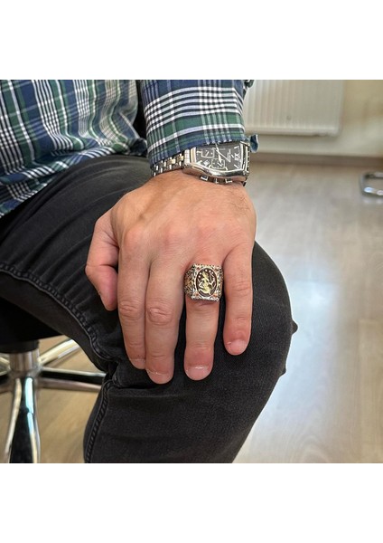 Doğal Akik Taş Yüzük - 925 Ayar Gümüş Erkek Yüzük - Kabile Figürü modelleri