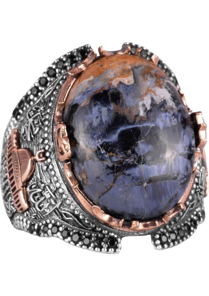 Doğal Pietersite Taş Yüzük, 925 Ayar Gümüş Yüzük Erkekler Için, Camii Yüzük