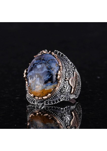 Doğal Pietersite Taş Yüzük, 925 Ayar Gümüş Yüzük Erkekler Için, Camii Yüzük modelleri