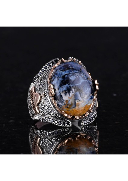 Doğal Pietersite Taş Yüzük, 925 Ayar Gümüş Yüzük Erkekler Için, Camii Yüzük indirimleri