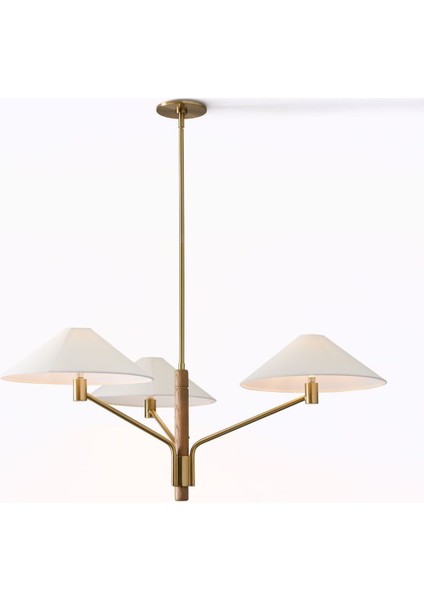 Devon 3'lü Avize, Antik Pirinç ve Dune Kaplama