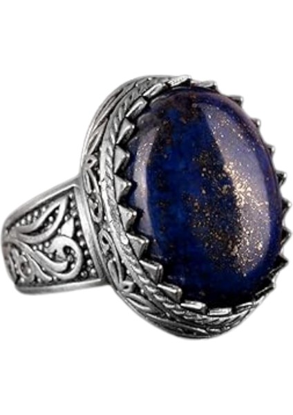 El Yapımı Lapis Lazuli Taş Yüzük - 925 Ayar Sterlin Gümüş Erkek Yüzük - Bilgelik ve Tasarımı