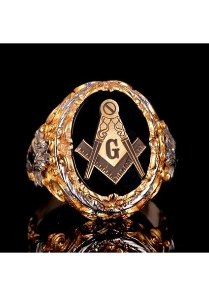 Usta Masonik Yüzük - 925 Ayar Gümüş, Altın Kaplama Siyah Obsidan, Mason Sembolü, Kelt Tasarımı Spiritüel Erkek Takısı (Özel) modelleri