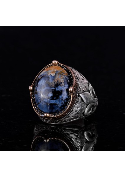 925 Ayar Gümüş El Yapımı Erkek Yüzük - Çeşitli Doğal Taşlarla Mevcut (Pietersite) indirimleri