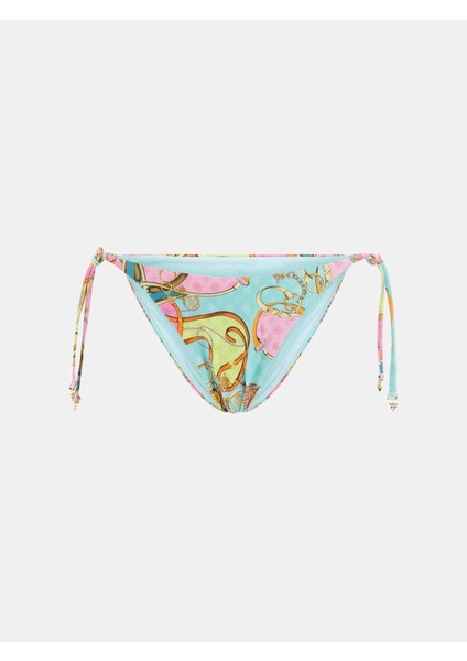Kadın Desenli Bağlamalı String Bikini Altı
