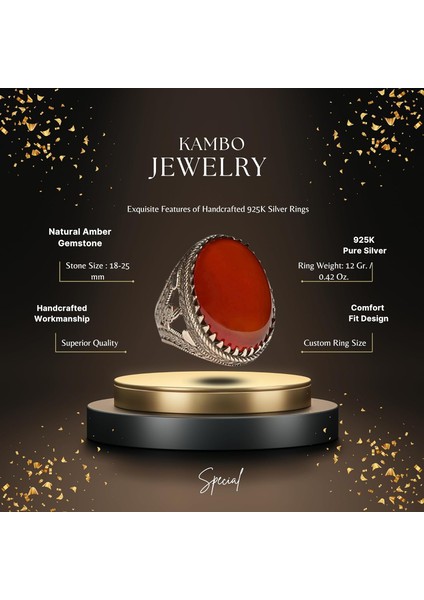 Erkekler Için Sterling Gümüş Yüzük - Doğal Akik Taşı ile Osmanlı Tuğra Tasarımı fiyatları