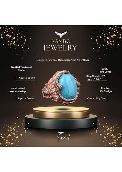 925 Ayar Gümüş Erkek Yüzük, Yapay Turkuaz Taş Yüzük fiyatları