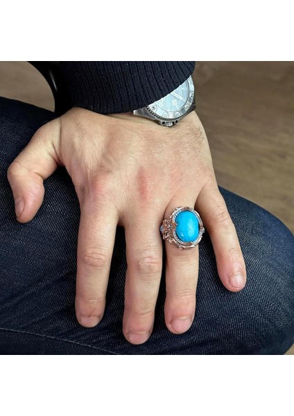 925 Ayar Gümüş Erkek Yüzük, Yapay Turkuaz Taş Yüzük modelleri