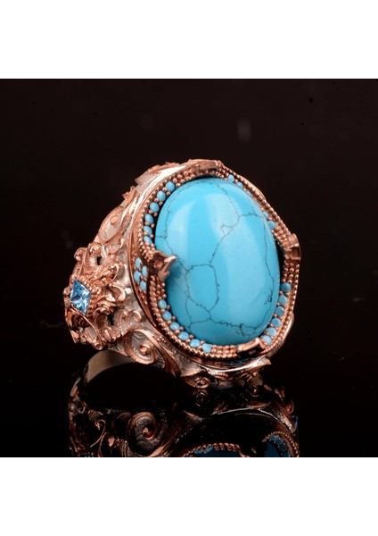 925 Ayar Gümüş Erkek Yüzük, Yapay Turkuaz Taş Yüzük fırsatları