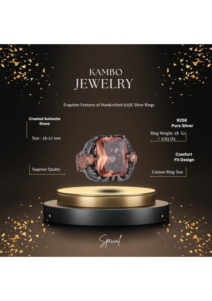 Erkekler Için Kartal Sembollü Yapay Taş Yüzük, El Yapımı 925 Ayar Gümüş Yüzük - Koruma Sembolü (Yapılmış Sultanit) fiyatları