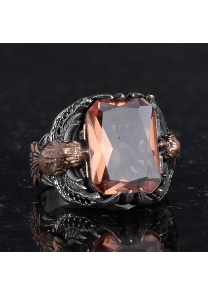 Erkekler Için Kartal Sembollü Yapay Taş Yüzük, El Yapımı 925 Ayar Gümüş Yüzük - Koruma Sembolü (Yapılmış Sultanit) indirimleri