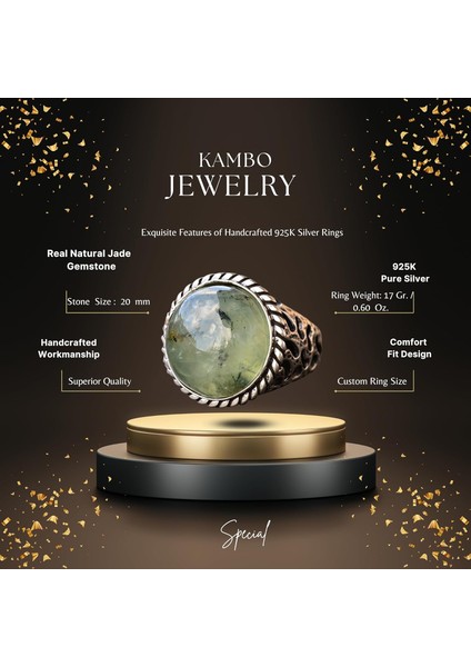 Doğal Yeşim Taşı Yüzük, Yeşim Yüzük, Katı 925 Ayar Gümüş Yüzük, El Yapımı Takı Yeşil fiyatları