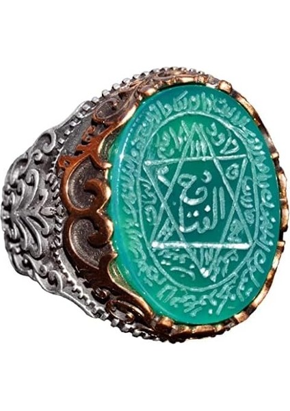 Sterling Gümüş Erkek Yüzük, Doğal Siyah Oniks Taşı, Kral Süleyman Mührü Yüzüğü, El Yapımı Takı (Jade)