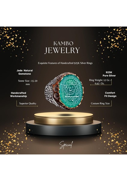 Sterling Gümüş Erkek Yüzük, Doğal Siyah Oniks Taşı, Kral Süleyman Mührü Yüzüğü, El Yapımı Takı (Jade) fiyatları