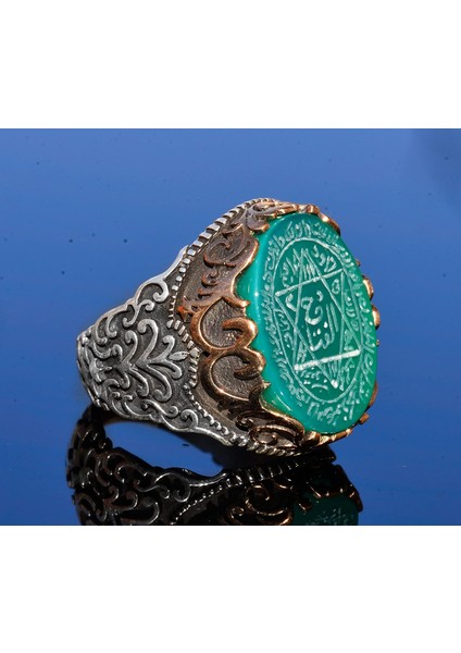 Sterling Gümüş Erkek Yüzük, Doğal Siyah Oniks Taşı, Kral Süleyman Mührü Yüzüğü, El Yapımı Takı (Jade) fırsatları