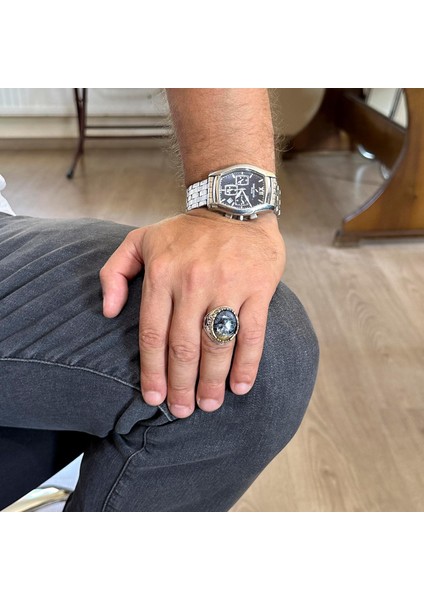 Gerçek Doğal Taş Yüzük - 925 Ayar Gümüş El Yapımı Yüzük (Pietersite) modelleri