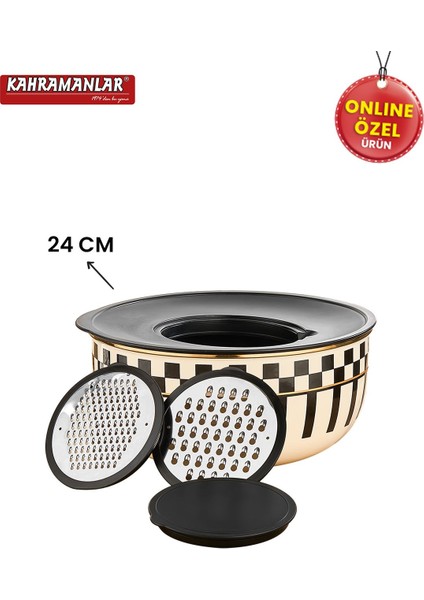 Kahramanlar Prime Cream Emaye 5 Parça Rendeli Saklama ve Karıştırma Kabı 24 cm modelleri