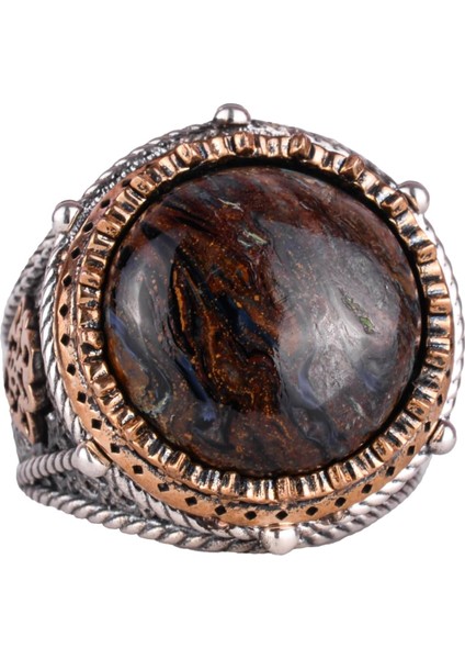 Doğal Taş El Yapımı Yüzük - 925 Ayar Gümüş Yüzük (Petersite)