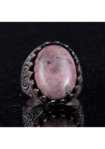 925 Ayar Katı Gümüş Erkek Yüzük Doğal Taşlarla - El Yapımı Şıklık (Rhodonit Taşı) fiyatları