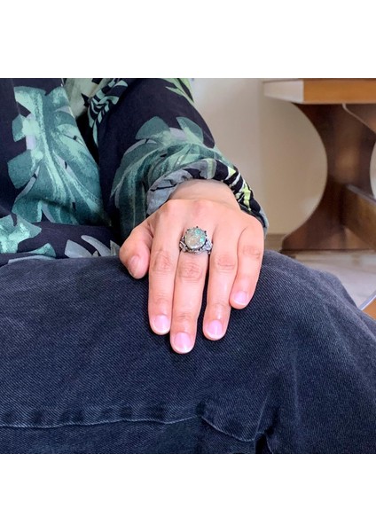 Doğal Arizona Turkuaz Taş Yüzük, 925 Ayar Gümüş Yüzük, Minimalist El Yapımı Yüzük (Stil-4) modelleri