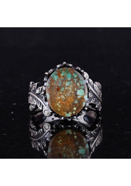 Doğal Arizona Turkuaz Taş Yüzük, 925 Ayar Gümüş Yüzük, Minimalist El Yapımı Yüzük (Stil-4) fırsatları